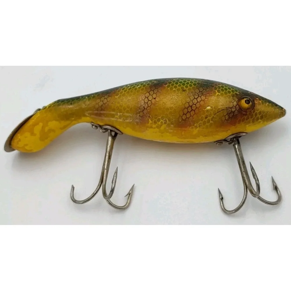1915-29 HEDDON DOWAGIAC Lure TAD POLLY WOOD GLASS EYES ANTQ VTG RARE BR8.0PA2162